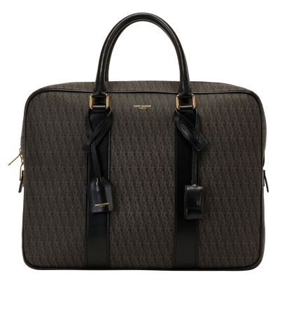Briefcase, &pound;450, Handbags, Black/Brown, Canvas, Front view